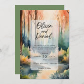 Faire-part de mariage forestier enchanté (Devant / Derrière)