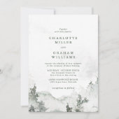 Faire-part de mariage forestier minimaliste aquare (Devant)