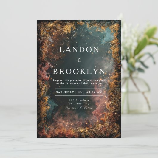 Faire-part de mariage forestier mystique (Debout devant)