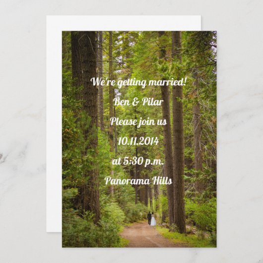 Faire-part de mariage forestier rustique informel (Devant / Derrière)
