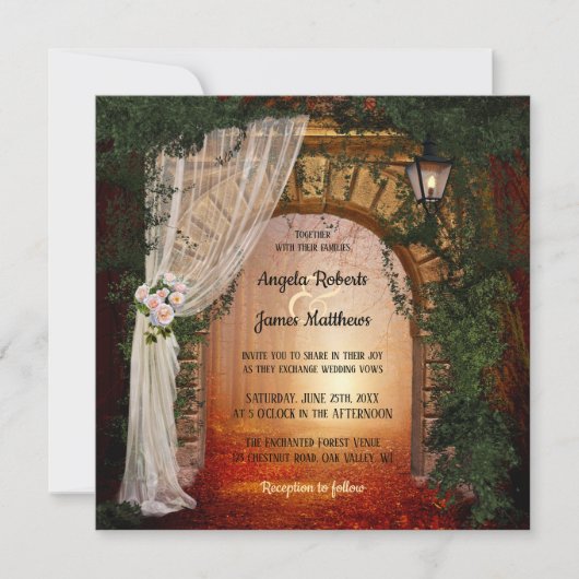 Faire-part de mariage forestière enchantée et magi (Devant)