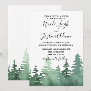 faire-part de mariage forêt aquarelle rustique