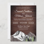 Faire-Part de Mariage Forêt de Montagne en Bois Ru (Devant)