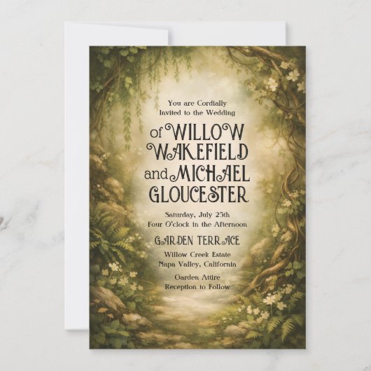 Faire-Part de Mariage Forêt Enchantée Bois (Devant)