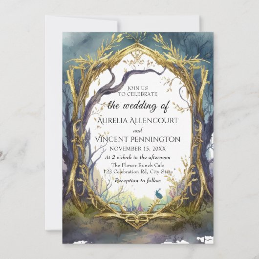 Faire-part de mariage Forêt Magique Enchantée (Devant)