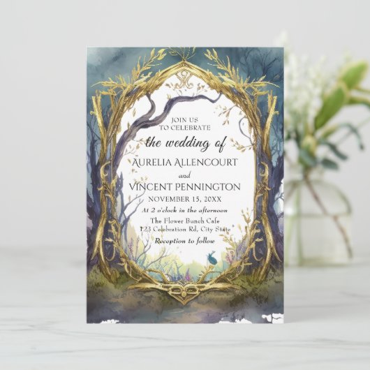 Faire-part de mariage Forêt Magique Enchantée (Debout devant)