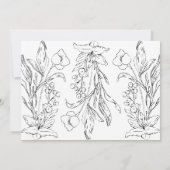 Faire-part de mariage Formal Black Floral Lettres (Dos)