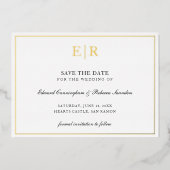 Faire-part de mariage formel à monogramme Or (Recto)