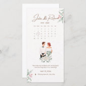 Faire-part de mariage Formel Beige et Vert Floral (Devant / Derrière)