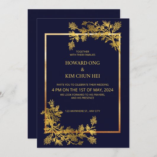 Faire-part de mariage formel classique (Devant / Derrière)