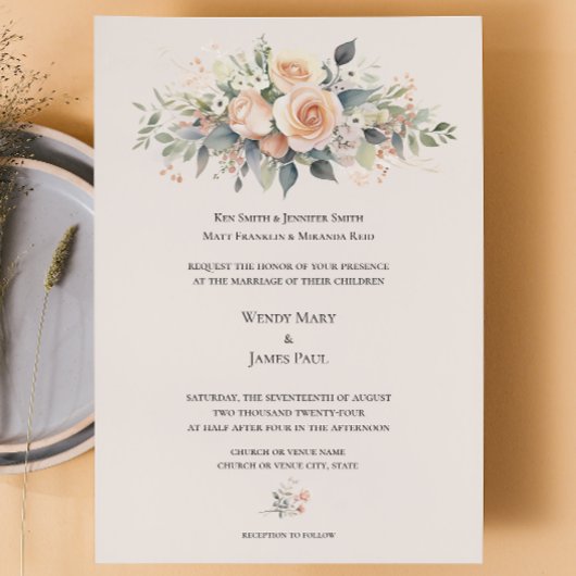 Faire-part de mariage formel de fleur douce