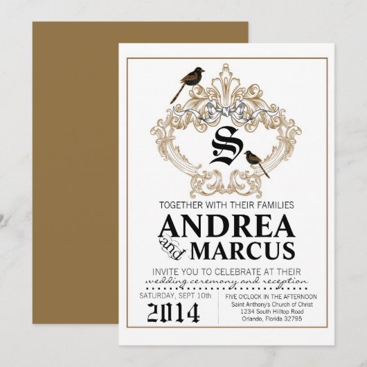 faire-part de mariage formel de pigeon des (Devant / Derrière)