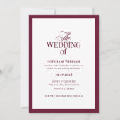 Faire-part de mariage formel en bordeaux | Code QR (Devant)