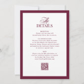 Faire-part de mariage formel en bordeaux | Code QR (Dos)