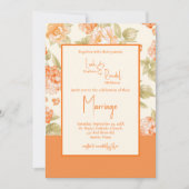 Faire-part de mariage formel floral orange (Devant)