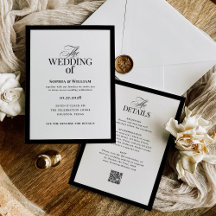 Faire-part de mariage formelle avec code QR RSVP