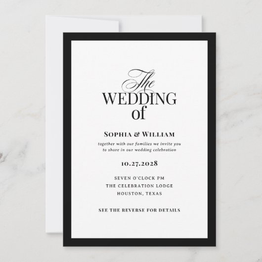 Faire-part de mariage formelle avec code QR RSVP (Devant)