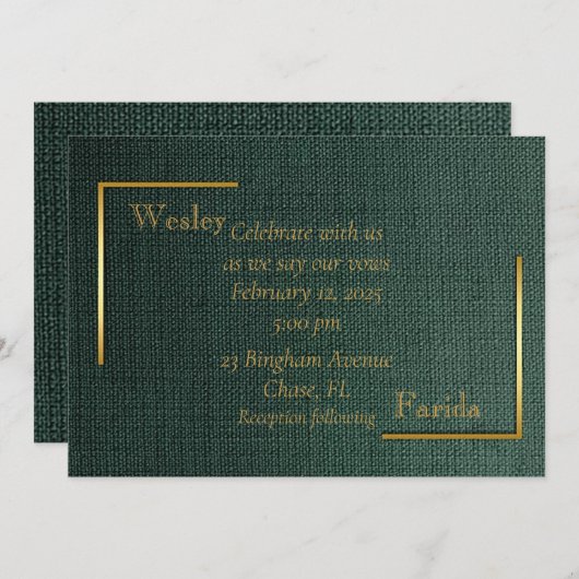 Faire-part de mariage Forrest Green Clean Line (Devant / Derrière)