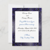 Faire-part de mariage fractale bleue moderne (Devant)