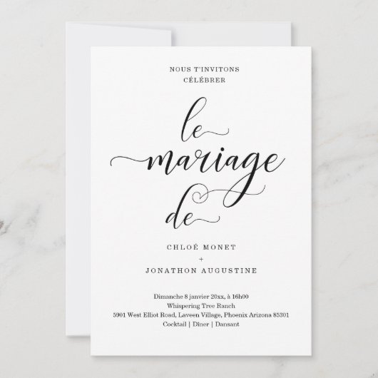 Faire-part de mariage français (Devant)