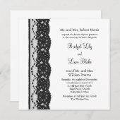 Faire-part de mariage français de dentelle (white) (Devant / Derrière)