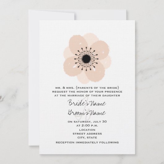 Faire-part de mariage français rose d'anémone (Devant)