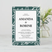 Faire-part de mariage frontalier à feuilles vertes (Debout devant)