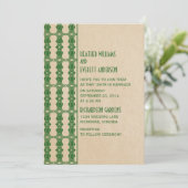 Faire-part de mariage frontalier Art déco vert (Debout devant)