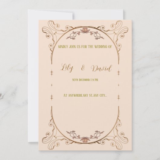 Faire-part de mariage frontalier Art nouveau. (Devant)