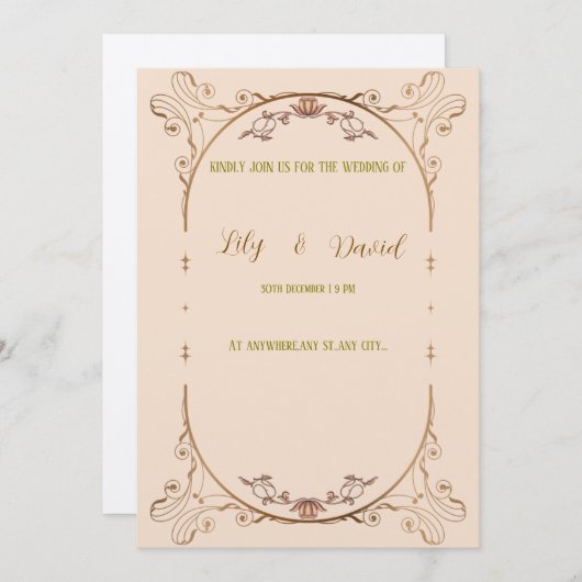 Faire-part de mariage frontalier Art nouveau. (Devant / Derrière)