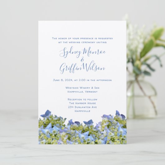 Faire-part de mariage frontalier Bella Blue Hydran (Debout devant)