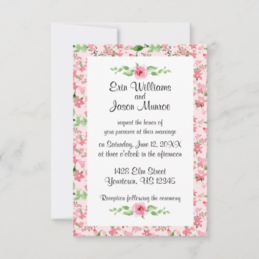 Faire-part de mariage frontalier des Roses d'aquar (Devant)