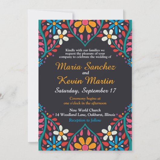 Faire-part de mariage frontalier espagnol coloré (Devant)