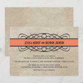 Faire-part de mariage frontalier orange (Devant / Derrière)