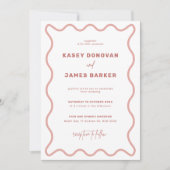 Faire-part de mariage frontalier rose et blanc (Devant)