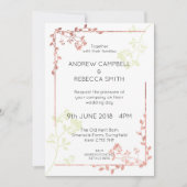 Faire-part de mariage frontalier rose Feuilles d'o (Devant)