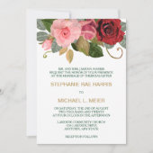 Faire-part de mariage frontalier rouge et rose (Devant)