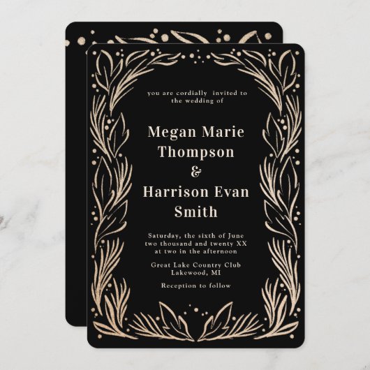 Faire-part de mariage frontalière des branches d'o (Devant / Derrière)