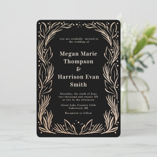 Faire-part de mariage frontalière des branches d'o (Debout devant)