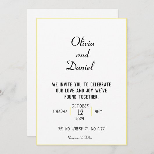 Faire-part de mariage frontière dorée (Devant / Derrière)