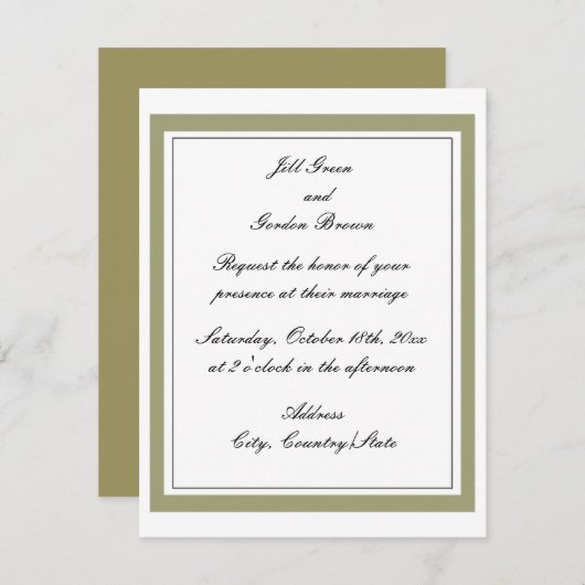 Faire-part de mariage frontière or (Devant / Derrière)