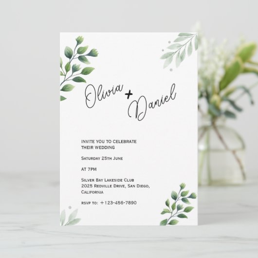 Faire-Part de Mariage Fugace avec Feuillage (Debout devant)