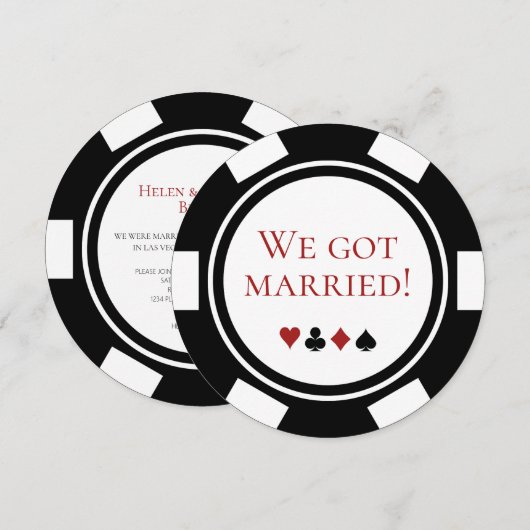 Faire-part de mariage fugitif à Las Vegas Poker (Devant / Derrière)
