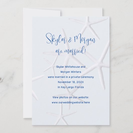 Faire-part de Mariage Fugué Étoiles de Mer sur Fon (Devant)