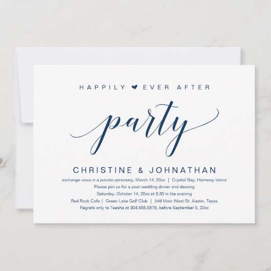 Faire-Part de Mariage Fuite de Noces Fête Après Ma (Devant)