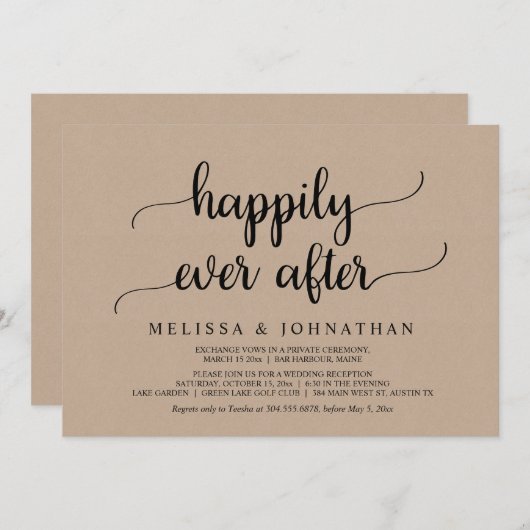 Faire-Part de Mariage Fuite de Noces Heureux à Tou (Devant / Derrière)