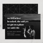 Faire-part de Mariage Fuite | Fuite de Mariage (Devant / Derrière)