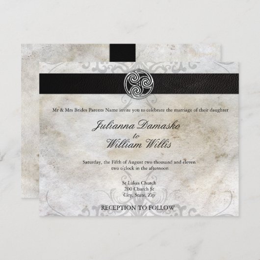 Faire-part de mariage gaélique irlandais de noeud (Devant / Derrière)