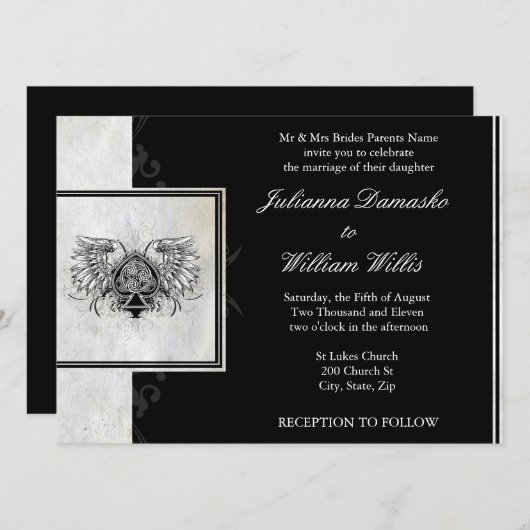 Faire-part de mariage gaélique irlandais de noeud  (Devant / Derrière)