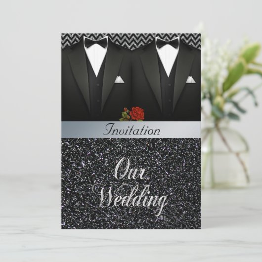 Faire-part de mariage gai de smoking (Debout devant)